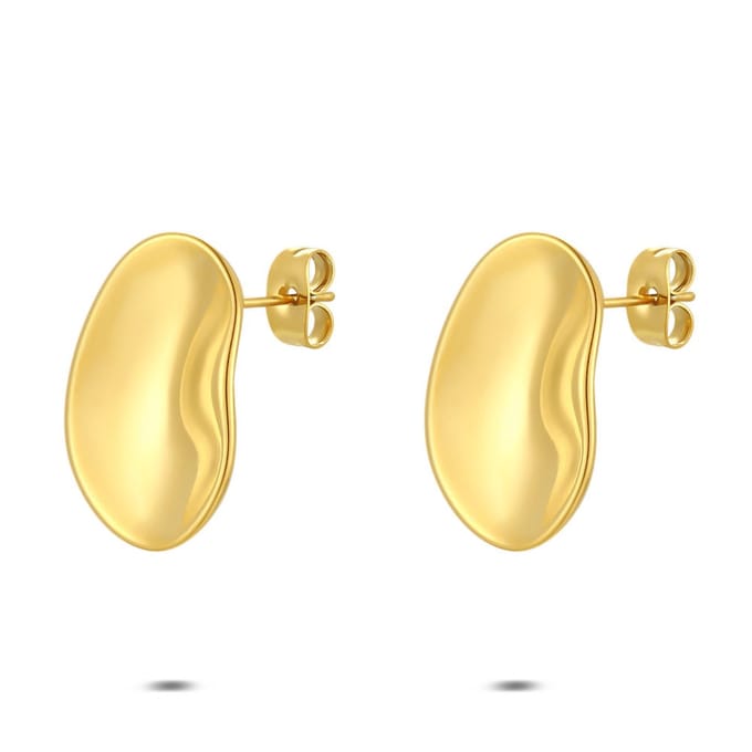 Twice As Nice Oorbellen in goudkleurig edelstaal, abstracte vorm Goudkleurig 00