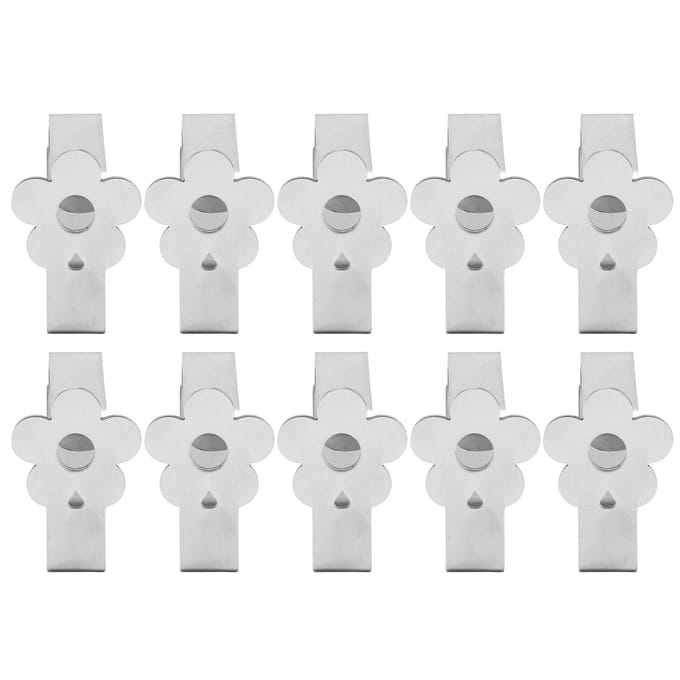 10 pcs Pinces de Nappe Multiusage Épaissies Solides en Acier Inoxydable Support de Nappe pour Extérieur et Intérieur Argent white