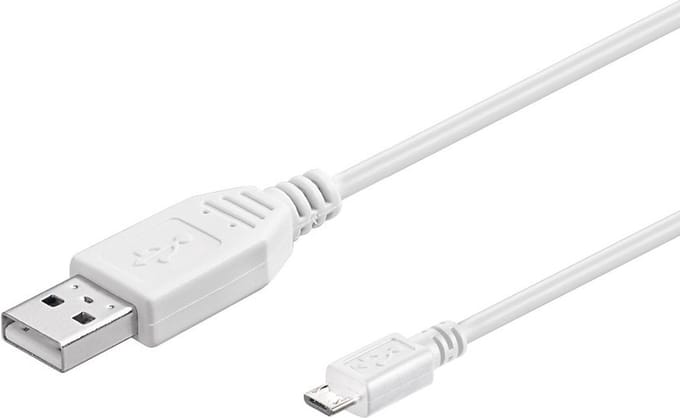 USB Micro B naar USB-A kabel - USB2.0 - tot 1A / wit - 1,8 meter
