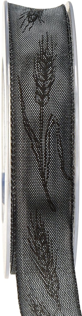 Rouwlint sierlint zilver zwart met oren B40mm L25m