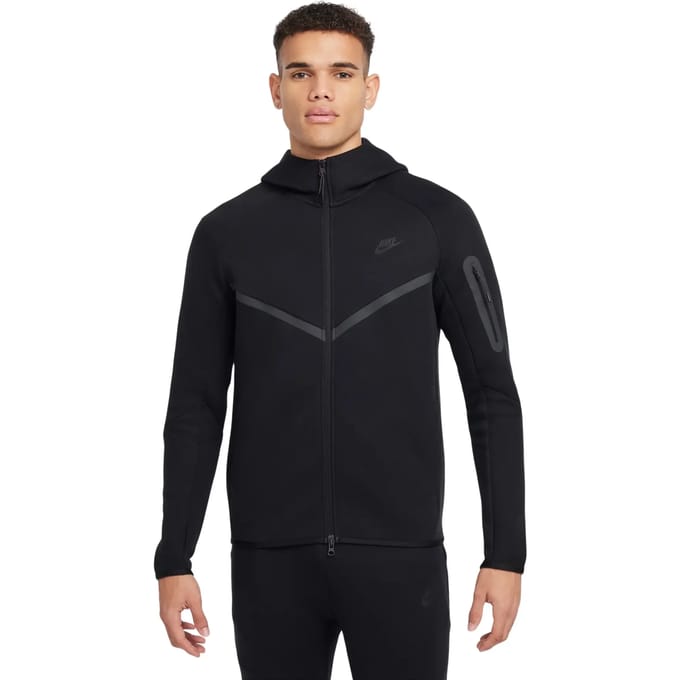 Nike Tech Windrunner herenjack van fleece met rits over de hele lengte Tech - Zwart- Heren, Zwart L