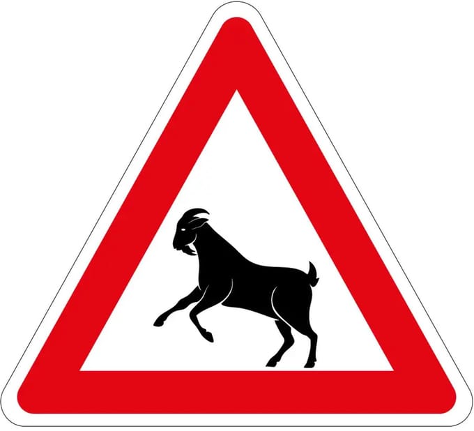 Pas op overstekende geiten sticker | 10 cm