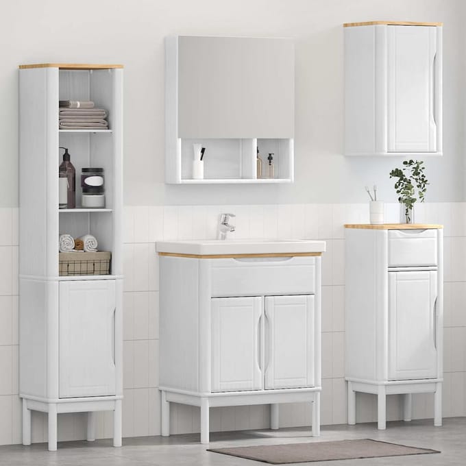 vidaXL - Badkamermeubel - Set - FLORO - 4 - st - Wit - Massief - vurenhout