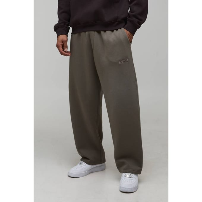 Joggingbroek Met Ballonpasvorm, Borduursel En Washed Effect | Khaki | Size Small