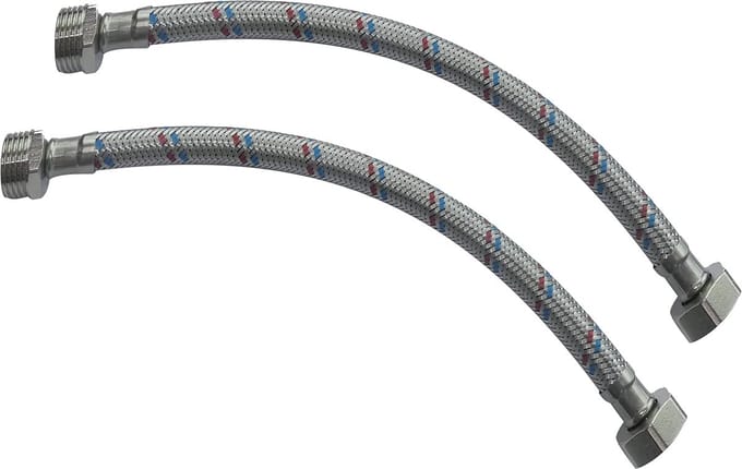 Flexibele Aansluitslang - Kraan Slang - Kranen Aansluiten - Set van 2 - 300 mm - Zilverkleurig