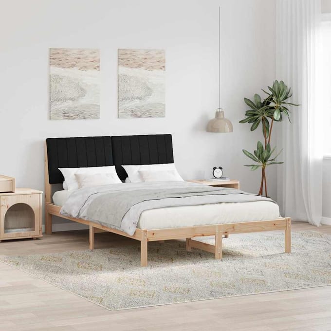vidaXL - Bedframe - met - hoofdeinde - Bruin - 135 - x - 190 - cm - Massief - grenenhout