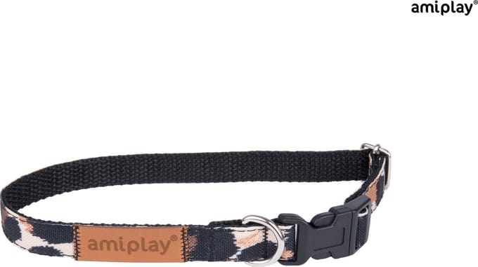 Amiplay Halsband verstelbaar Safari luipaard maat-M / 25-40x1,5cm