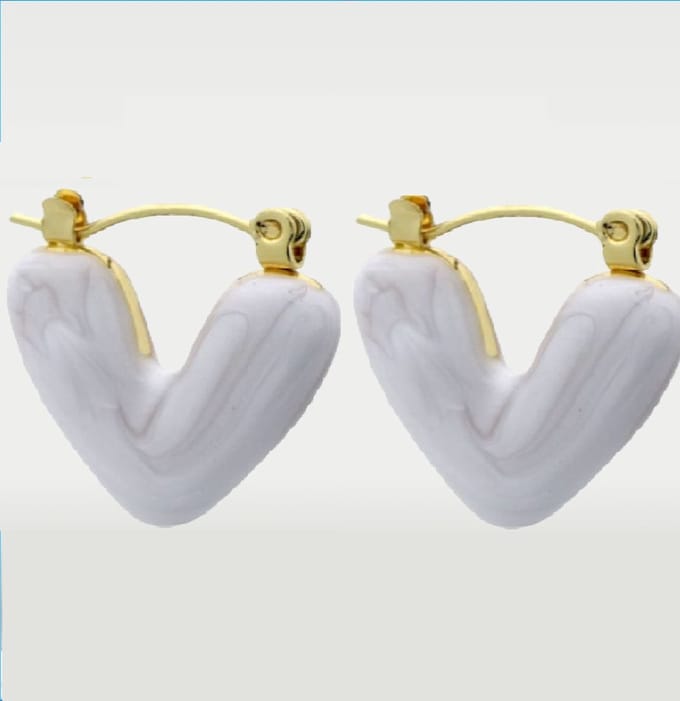 oorbellen met hart - Wit – valentijn – cadeau