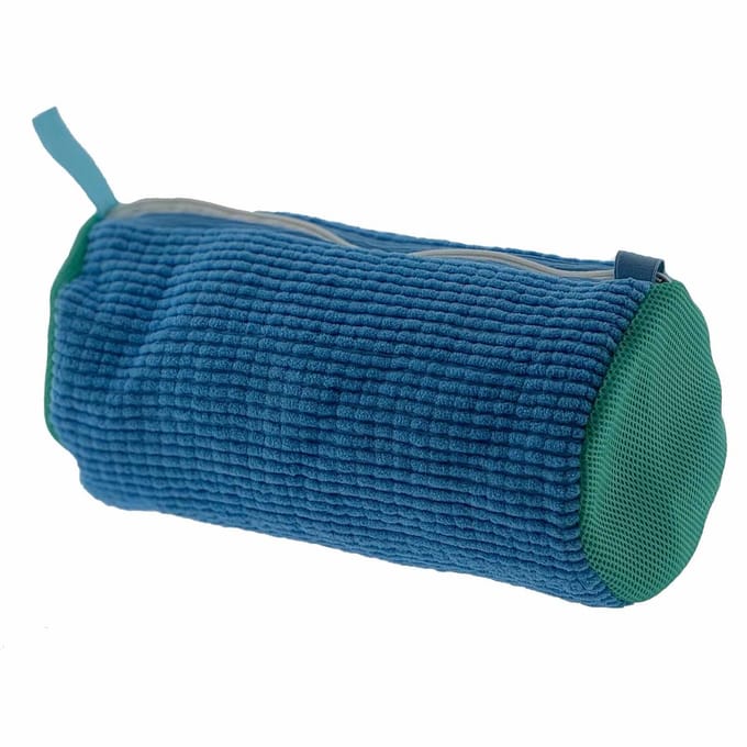 2x Waszak met rits voor schoenen - blauw - set van 2