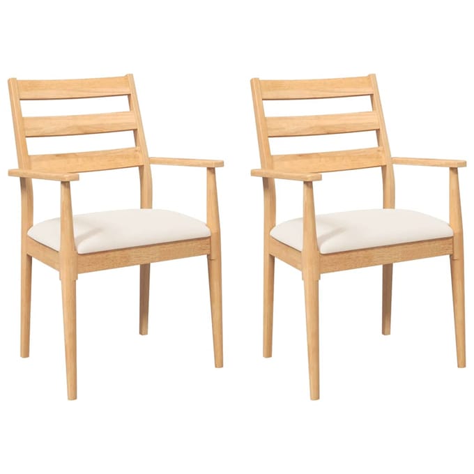 vidaXL - Eetkamerstoelen - met - kussens - 2 - stuks - massief - hout - rubber