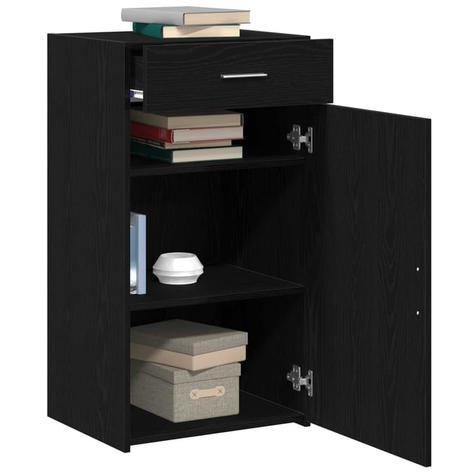 vidaXL - Dressoir - Zwart - Eiken - 50 - x - 42,5 - x - 93 - cm