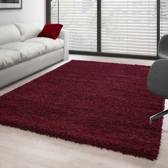 Hoogpolig vloerkleed, effen rood 60x110