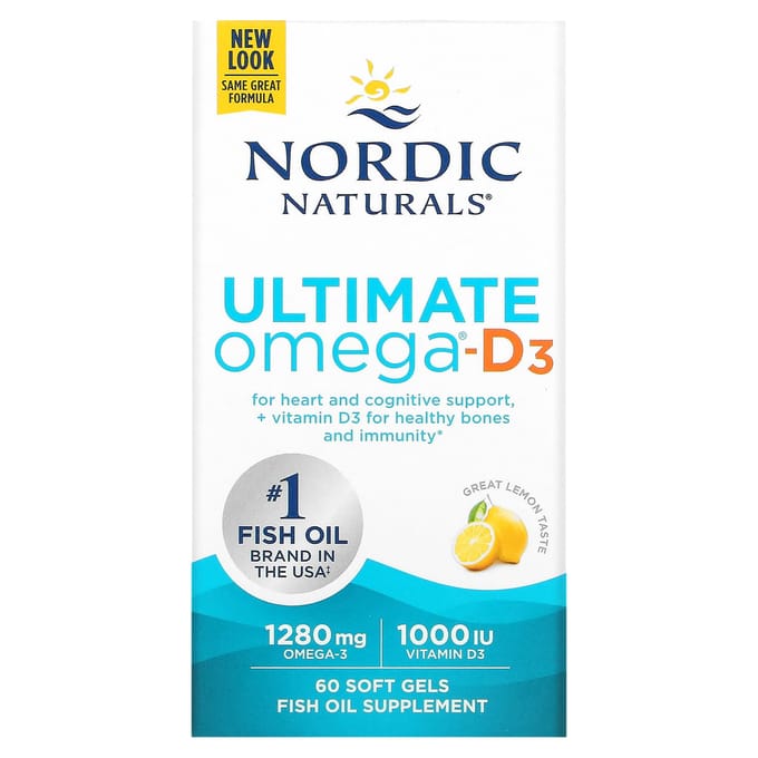 Nordic Naturals, Ultimate Omega-D3, Saveur Citron, 60 Gélules Molles