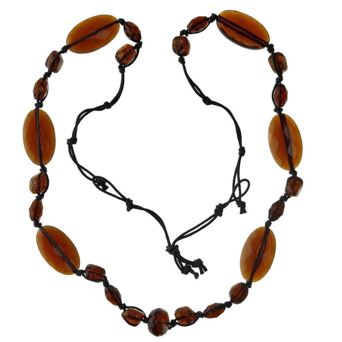 Behave Lange ketting bruin kralenketting 125 cm