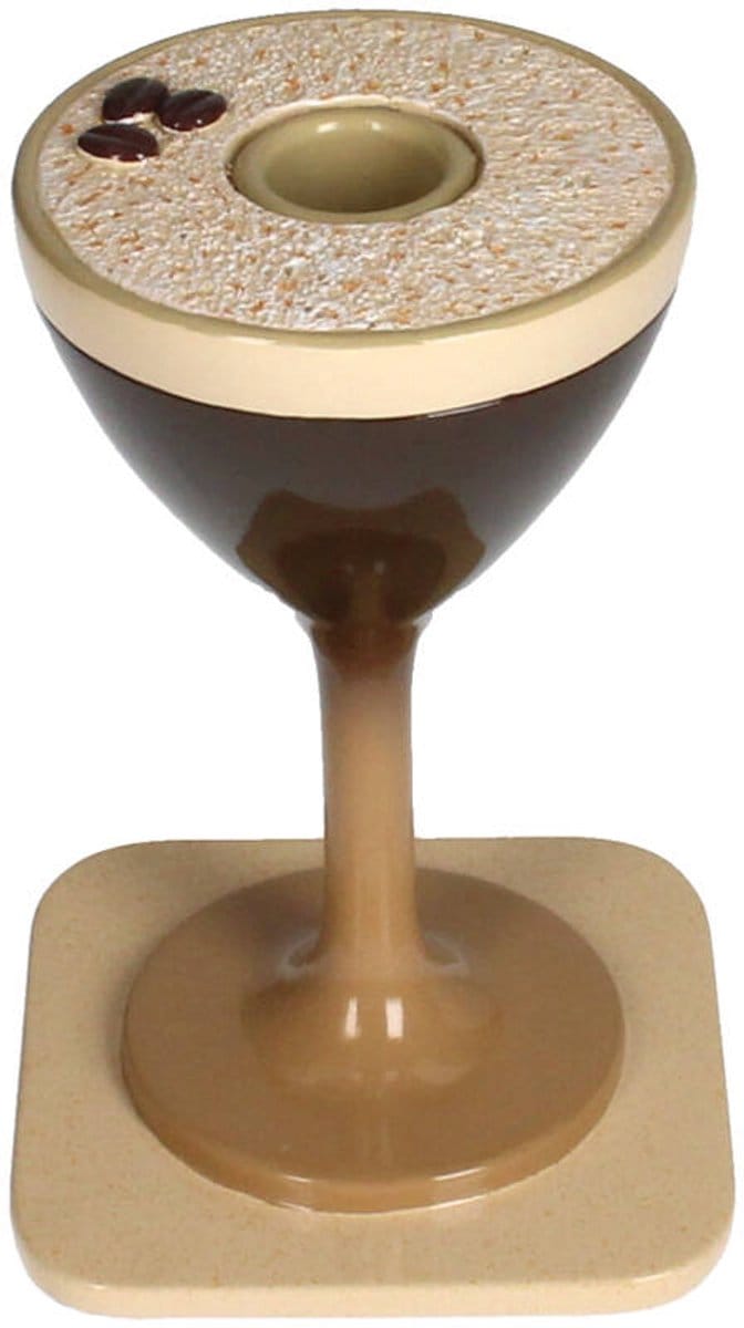 Kandelaar Espresso Martini Bruin Polyresin 10x10x15cm