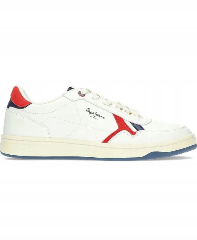 Pepe Jeans - Witte Herensportschoenen - Leer - Maat 45