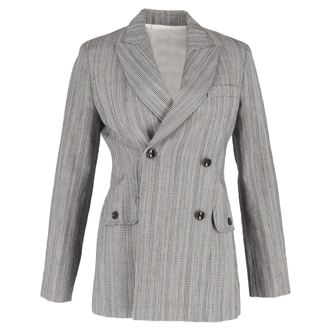 Joseph Houndstooth Dubbelbreasted Blazer in Grijs Wol