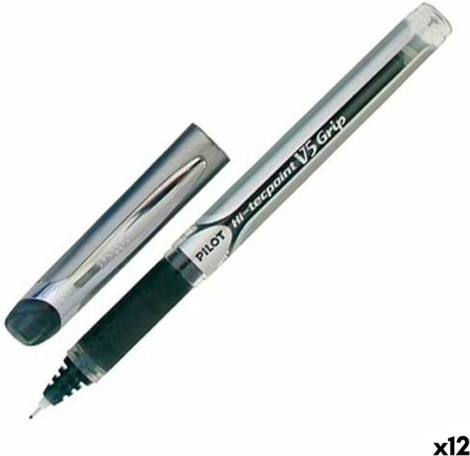Rollerpen PILOT Hi-Tecpoint Grip V5 fijn zwart | 12 stuks