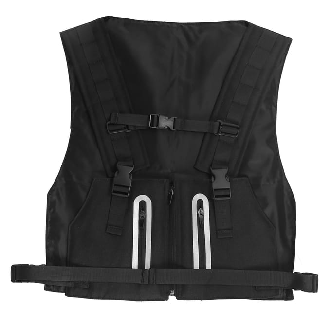 Gilet réfléchissant extérieur multifonction en polyester de sécurité réglable Gilet de taille pour le cyclisme Black black