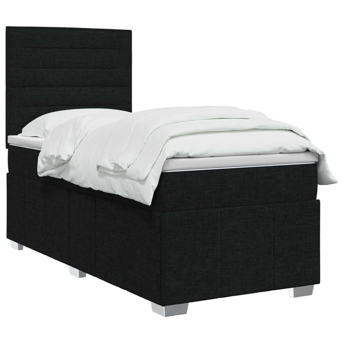 vidaXL - LED - Boxspringbed - met - Matras - Zwart - 100 - x - 200 - cm - Stof