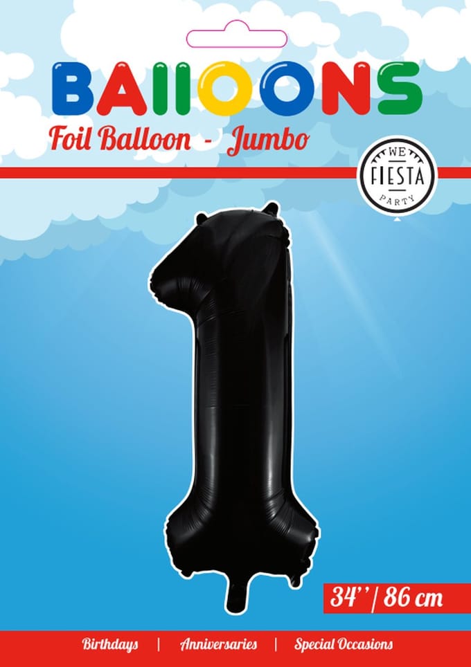 Folieballon 34" nmr. 1 - Zwart