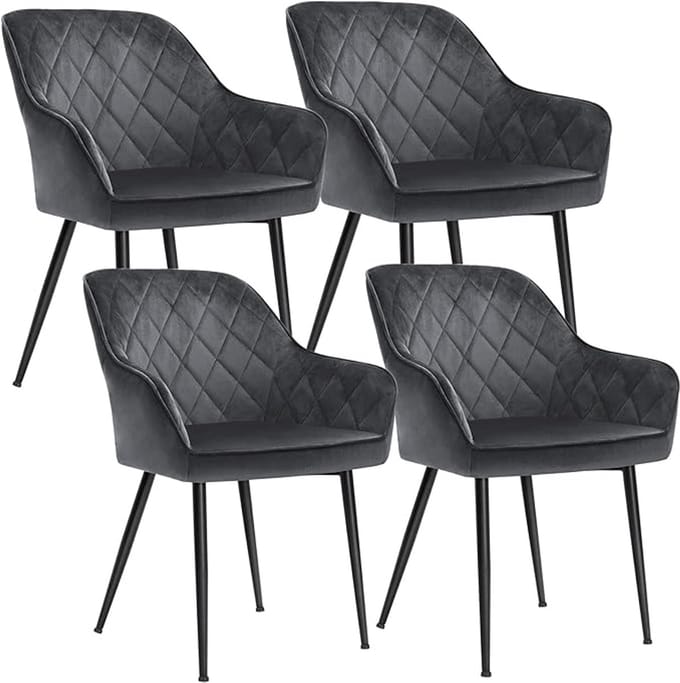 MAZAZU - Eetkamerstoelen - Set van 4 - Fluwelen bekleding - Grijs - 62.5x60x85