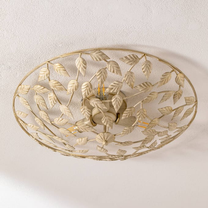 Luminex Arion plafondlamp, crème/goud gepatineerd, Ø 63 cm, staal
