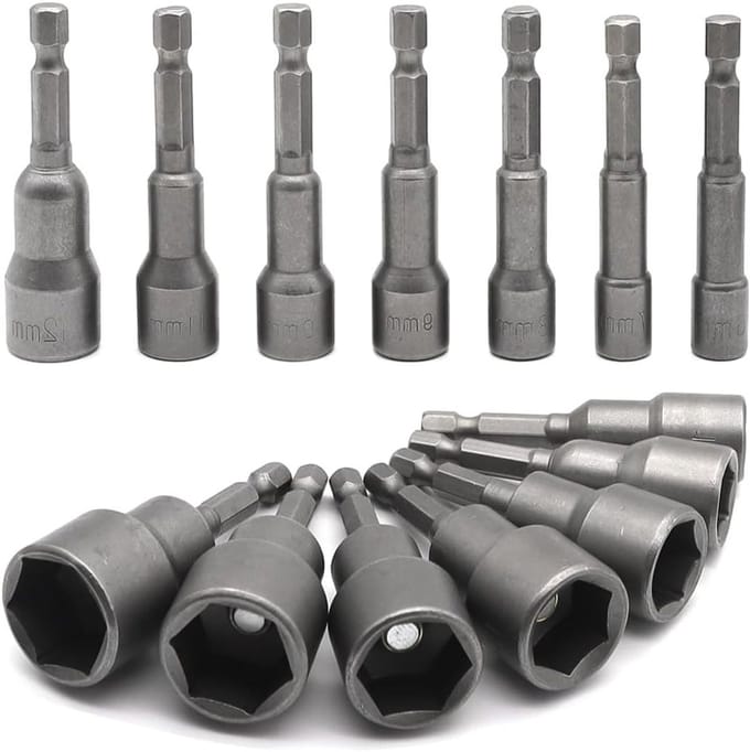 Set van 14 Hex Socket Wrench en Schroevendraaiers 6-19mm voor Boren, Moeren en Adaptergebruik