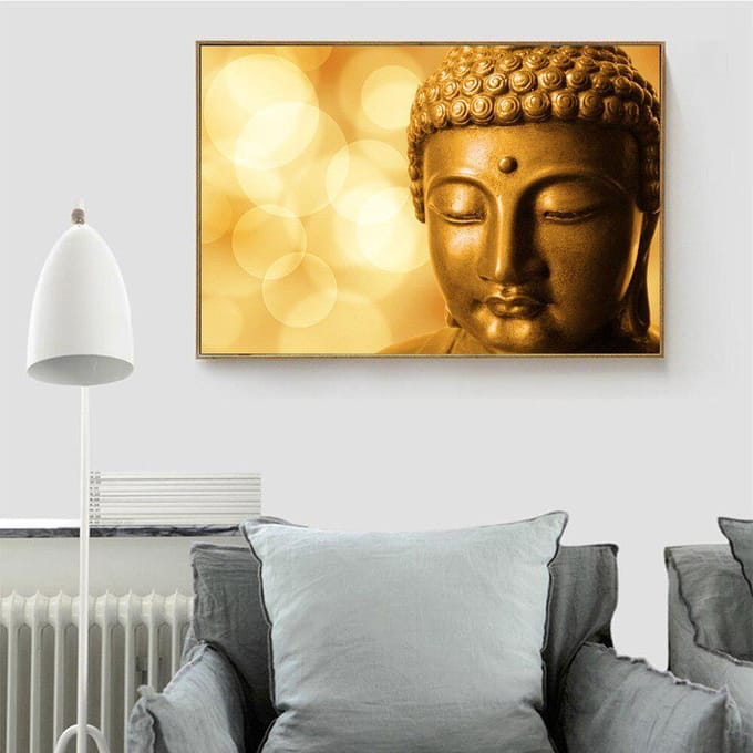 Diamant broderie bouddha pleine ronde Religion image strass 20X30CM orange