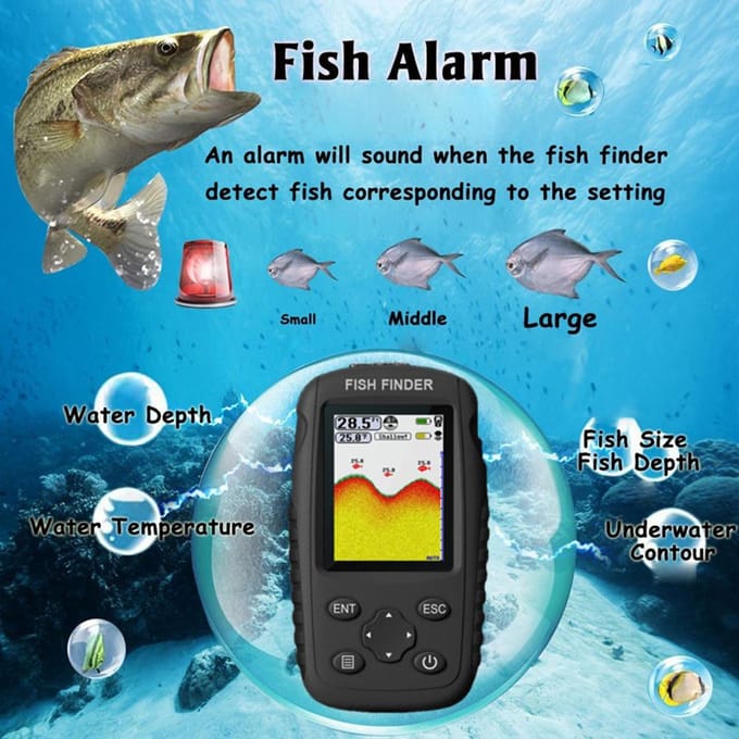 Draagbare Oplaadbare Handheld Visvinder Draadloze Sonarsensor Dieptelocator zwart
