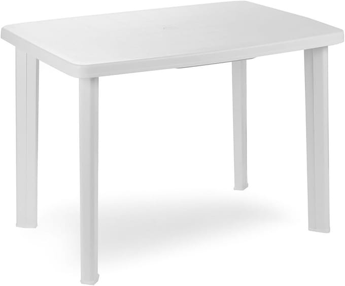 Tuintafel - Balkontafel Rechthoekig - Buiten Eten - Parasol Opening - 100x70 cm - Wit