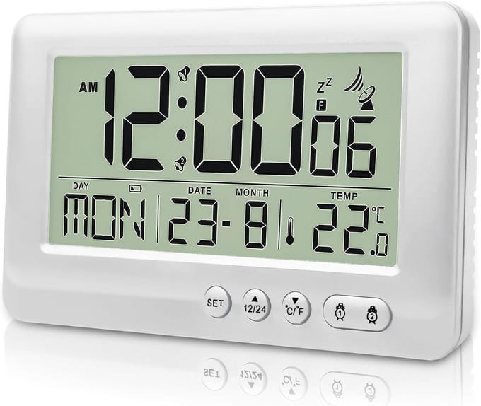 Digitale Wekkerradio met Thermometer, Dubbel Alarm, Datum en Weekdag