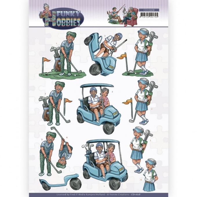Golf - Funky Hobbies 3D Cutting Sheet by Yvonne Creations 1 stuk