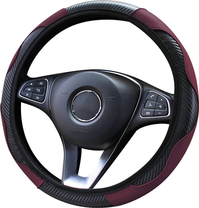 Stuurhoes Auto 37-38 cm - Wijnrood Carbon Look - Kasey Products