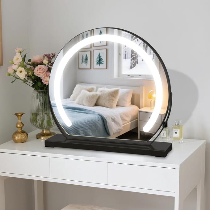 Verlichte Make-up Tafelspiegel 40x40 cm Draaibaar met Touch Dimmer