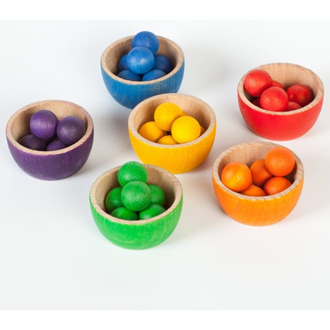 Grapat 6 regenboog bakjes met 36 knikkers 3 jr+