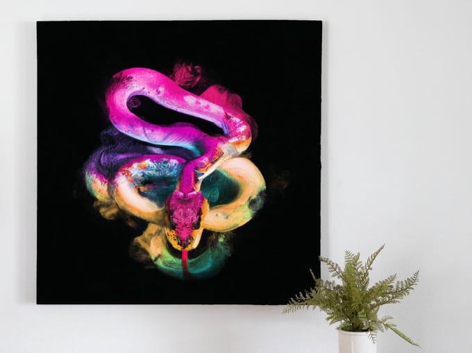 Rainbow serpent splatter | Rainbow Serpent Splatter | Kunst - 40x40 centimeter op Dibond | Foto op Dibond