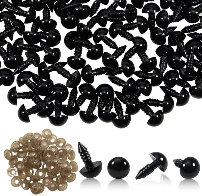 50 Stuks Veiligheidsogen voor Poppen - 10mm Plastic Ogen met Wasjes voor Creatief Knutselen