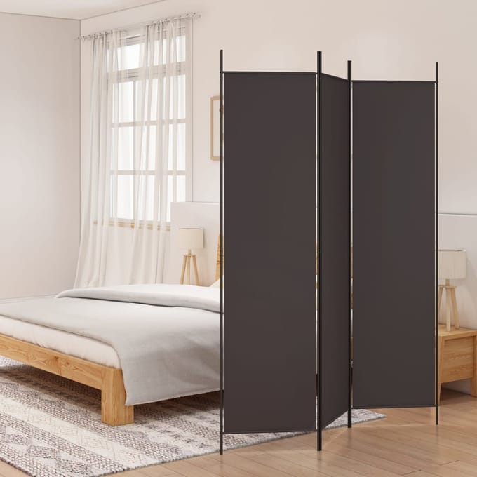 vidaXL - Kamerscherm - met - 3 - panelen - 150x200 - cm - stof - bruin