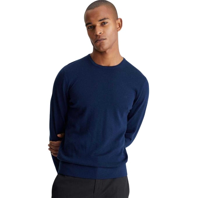 Calvin Klein Heren Merino Wol Regular Trui (Marine)