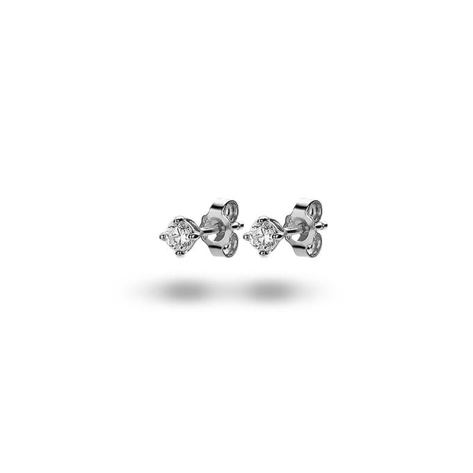 Twice As Nice Oorbellen in zilver, een zirkonia van 3 mm Wit