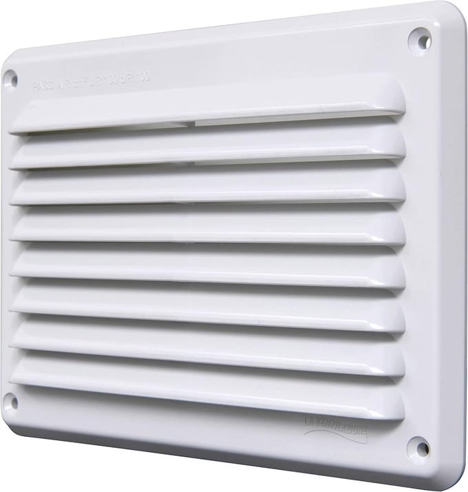Rechthoekig Overzet Ventilatierooster Wit Kunststof 204x146 mm