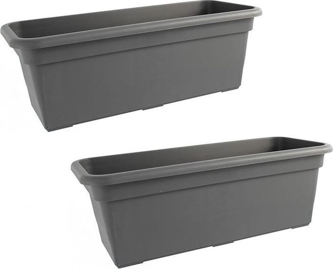 Bloembak | Balkonbak | 80x16,9x13,8cm ANTRACIET ( Set van 2 stuks )