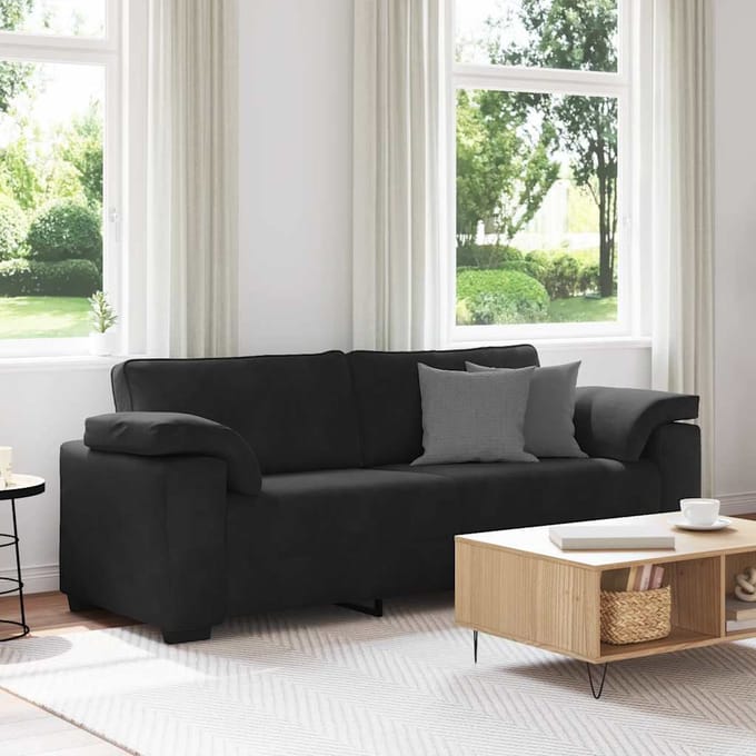 vidaXL - 3-zitsbank - 220x77x82 - cm - fluweel - zwart