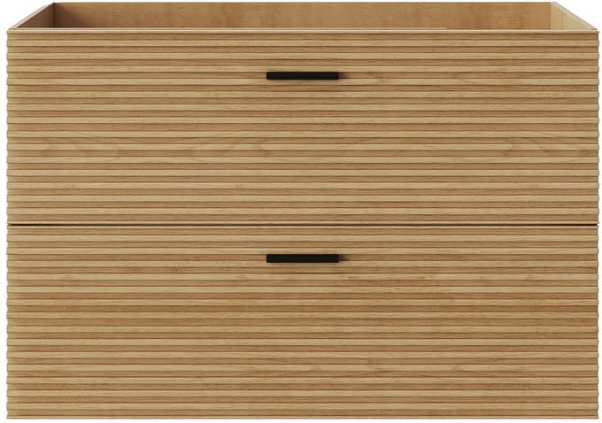 Vente-unique Zwevend wastafelmeubel - 2 lades - kleur: naturel gestreept- 80 cm - SARONE