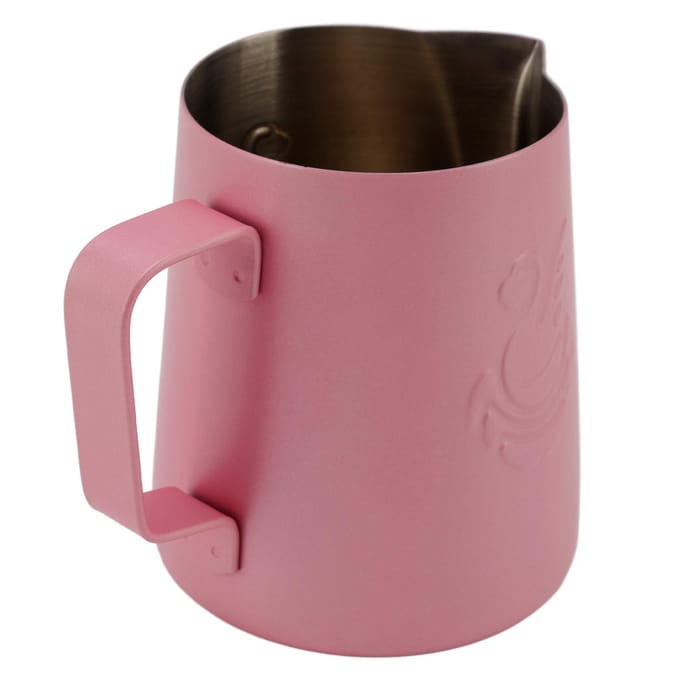 Melkopschuimkan Multifunctioneel 304 Roestvrij Staal Koffie Stoomkan met Handvat voor Melk L roze