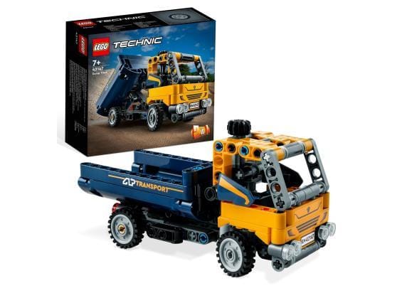 LEGO 42147 Technic Kiepwagen, 2in1 Speelgoed Set met Bouwvoertuig en Graafmachine
