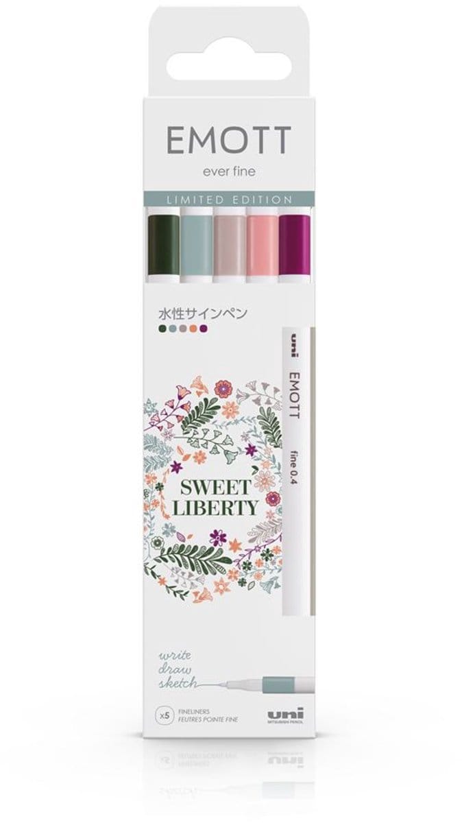 Uni Emott Fineliner Set 5 stuks - Sweet Liberty Limited Edition