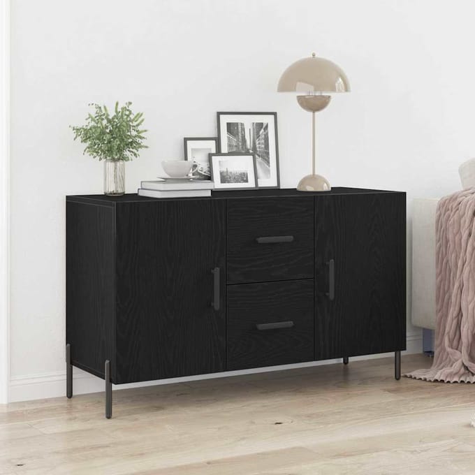 vidaXL - Dressoir - Zwart - Eiken - 100 - x - 36 - x - 60 - cm - Bewerkt - hout