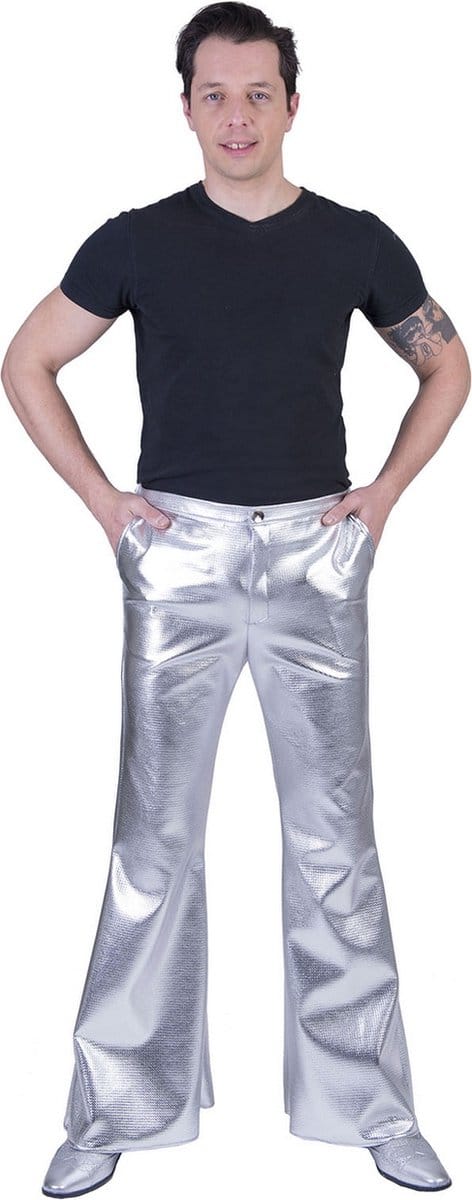 Glanzend Zilveren Disco Godheid Broek Man